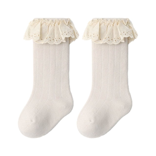 Baby Boy Girls Toddlers Indoor Solid Slipper Shoes Antislip Socks Booties First Lace Ruffle Socks 3 Pair
