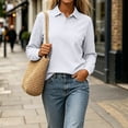 thumbnail image 7 of Women's Polo Shirts Long Sleeve Golf Shirt Lightweight Tennis Shirts Casual Fitted Basic office Blouses Work Shirts Spring Fall Shirt White, 7 of 7