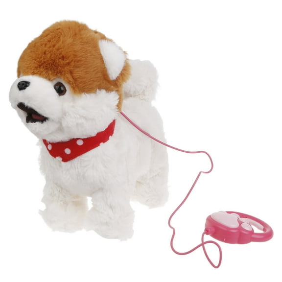 HEMLBOYW Realistic Walking Dog Toy Electronic Plush Pet Puppy Leash Dog Toy Kids Interactive Crawl Learning Toy Toddler Fun Plush