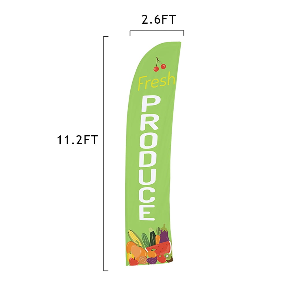 Vispronet Fresh Produce Feather Flag, 2.6ft x 11.2ft, Flag Only