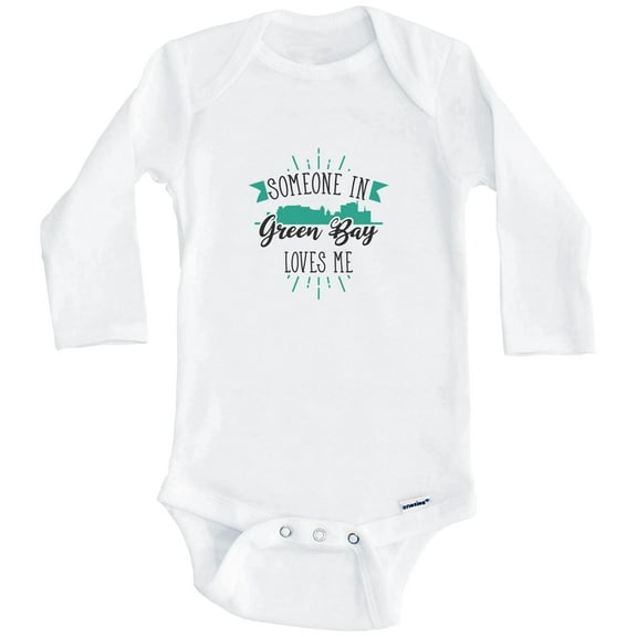 Someone In Green Bay Loves Me Green Bay WI Skyline One Piece Baby Bodysuit (Long Sleeve), 0-3 Months White