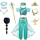 thumbnail image 2 of Vestido de princesa Jasmine para fiesta de cumpleaños, Cosplay de carnaval, lámpara ágica de Aladdín, traje para niñas, Top + Pantalones + diadema, conjunto de ropa Fivean unisex, 2 of 2