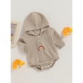 thumbnail image 3 of goowrom Baby Fall Jumpsuits: Rainbow Embroidery Long Sleeve Hooded Rompers, 3 of 9