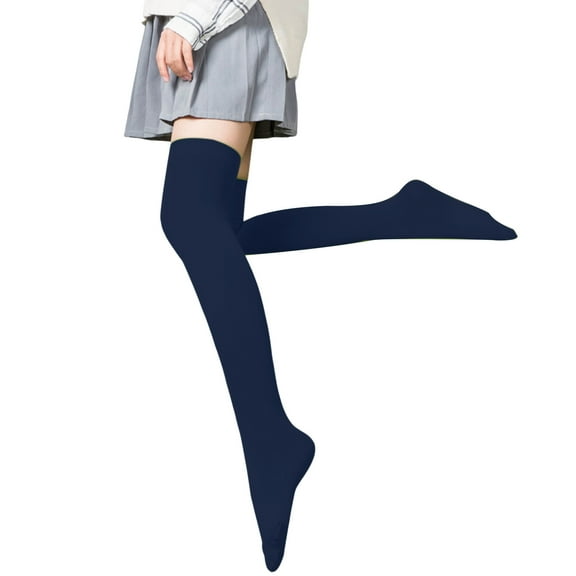 Toudaret 1 Pair Women Winter Knee Socks Great Elasticity Solid Color Keep Warm Leg Shape Modifying Daily School Dates Stockings
