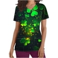 thumbnail image 2 of BiZtdJrK St. Patrick's Day Women Scrubs Tops Workwear Funny Graphic Print Nursing Uniform Casual V Neck Short Sleeve Scrubs Shirts with Pockets Multicolor S Prime Day Sales Today, 2 of 6