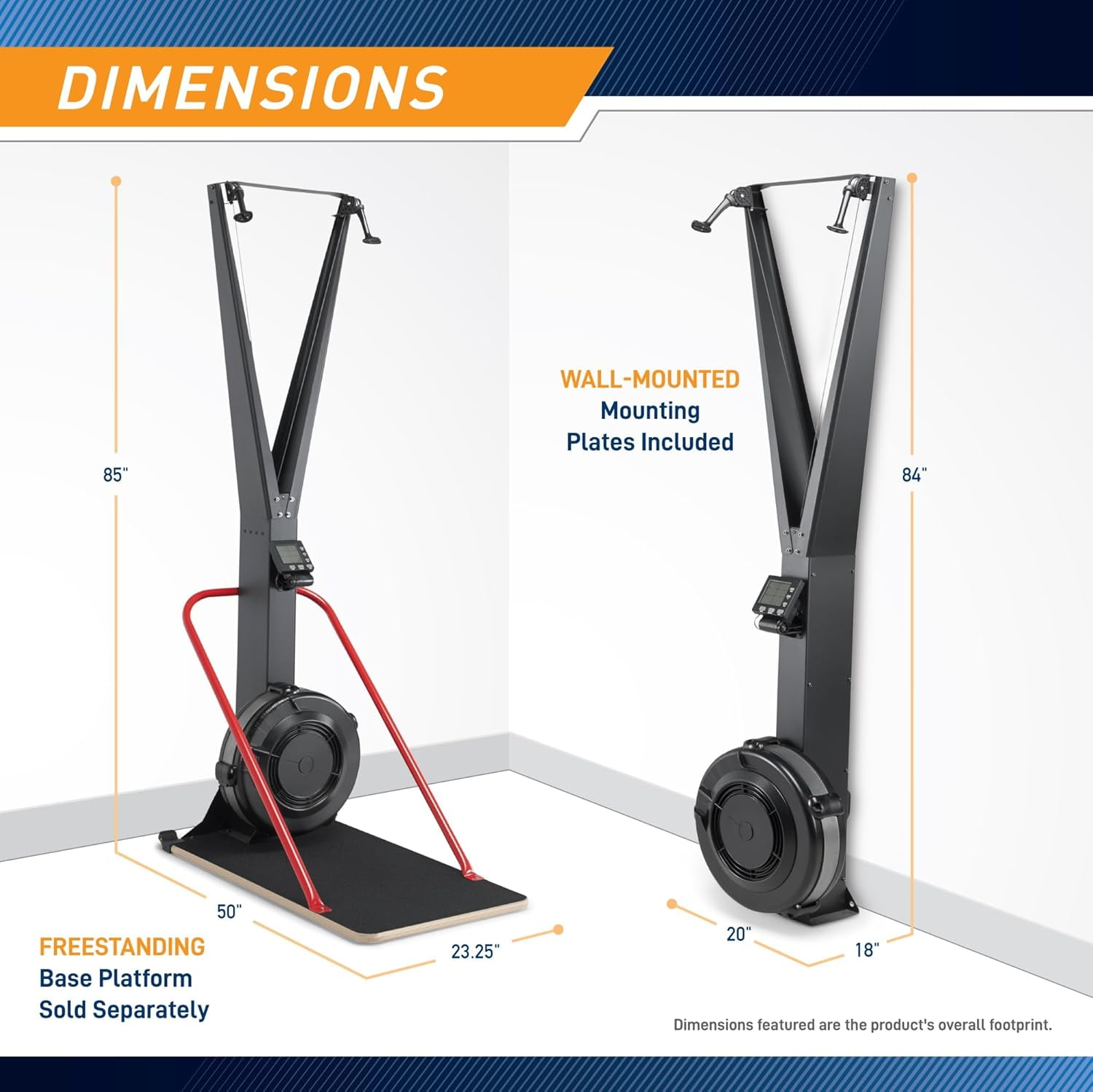 Marcy Cross Country Ski Trainer, Wall-Mounted Skiing Machine with Optional Base Platform (Sold Separately) NS-0357-SKI