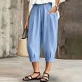 thumbnail image 4 of Tqyyweavej Harem Pants Women Elastic Waisted Comfy Balloon Pants Trousers Baggy Solid Color Capri Pants for Women with Pockets, 4 of 10