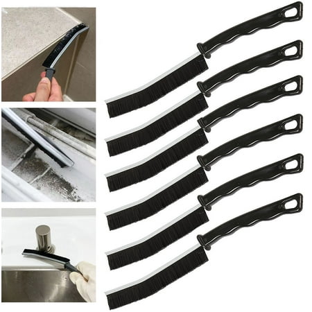 Crevice Cleaning Brush Hard Bristle Multifunctional for Bathroom Household Kitchen Tiles Window Crevice Cleaning Tool Black 6Pcs