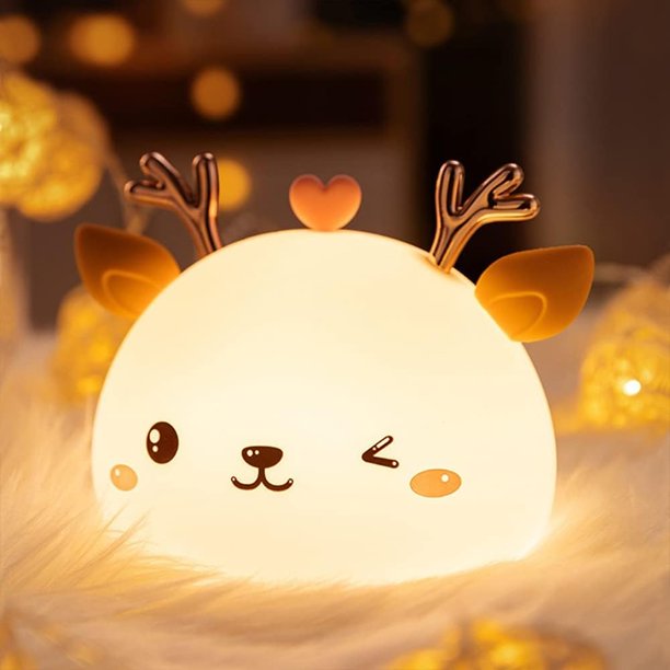 Linda luz nocturna para niños, regalos de cumpleaños para bebés, linda luz nocturna de silicona para bebés con sensor táctil, luz nocturna portátil y recargable por USB para niños