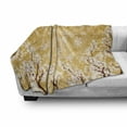 thumbnail image 3 of Floral Soft Flannel Fleece Blanket, Trees Blossoms Buds Flowers of Spring Season Pedals Bodies Wind Nature Image, Cozy Plush for Indoor and Outdoor Use, 60" x 80", Yellow and White, by Ambesonne, 3 of 6