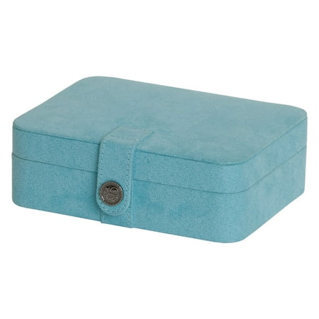 Mele; Co. Giana Blue Plush Fabric Jewelry Box with Lift Out Tray - 7.38W x 2.38H in.