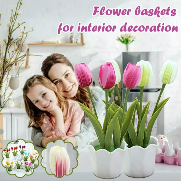 MesaSe Three-headed tulips simulation flower bonsai creative ornament simulation plant