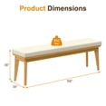 thumbnail image 4 of RoyalCraft Acacia Patio Bench Set of 2, Upholstered Bench with Thick Cushion, Modern Wood Outdoor Dining Bench for Porch, Backyard, Garden, Indoor, Beige, 4 of 6