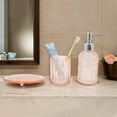 thumbnail image 4 of Conjuntos Únicos de Accesorios de Baño de Rayas Verticales Duraderos en Color Rosa de Vidrio, 4 of 4