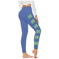 thumbnail image 4 of LEKWK Womens Clover Leggings High Waisted Shamrock Print Yoga Pants Stretchy Breathable Soft Holiday Tights St Patricks Day Party Parade Sport Outfits, 4 of 6