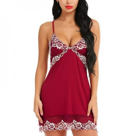 

Women s Lingerie V Neck Floral Sleepwear Sexy Nightgown Soft Lace Robes Sleep Dress