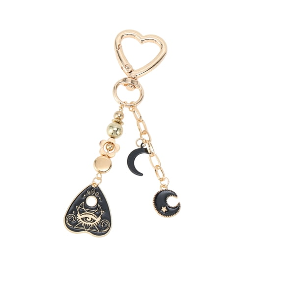 Vocoste 1 Pc Handbag Charm Keychain Heart Moon Bag Accessories Gold Tone Black