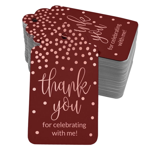 Inkdotpot Real Rose Gold Foil ThankYou For Celebrating With Me Birthday Tags Favor Hang Paper Tags 100 Pack