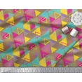 thumbnail image 3 of Soimoi Brown Moss Georgette Fabric Triangle Art Geometric Fabric Prints By Yard 42 Inch Wide, 3 of 3