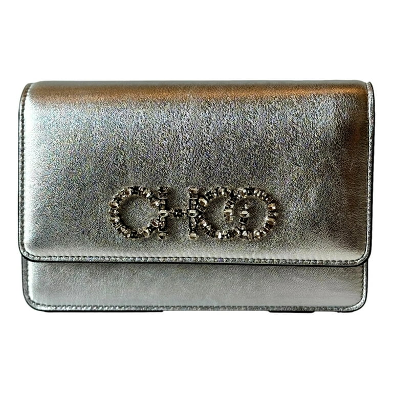 Jimmy Choo Kalina Crossbody Clutch Bag Crystal Logo Metallic