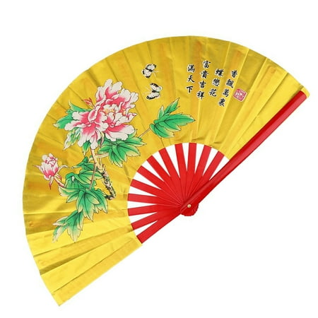 

Domqga Silk Fan Tai Chi Martial Arts Kung Fu Bamboo Silk Fan Right Hand Wushu Dance Pratice Training