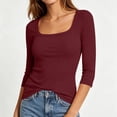 thumbnail image 5 of Plebaso 3/4 Sleeve Tops for Women Casual Scoop Neck Slim Stretch Tee Shirts Trendy Going out T Shirts, 5 of 7
