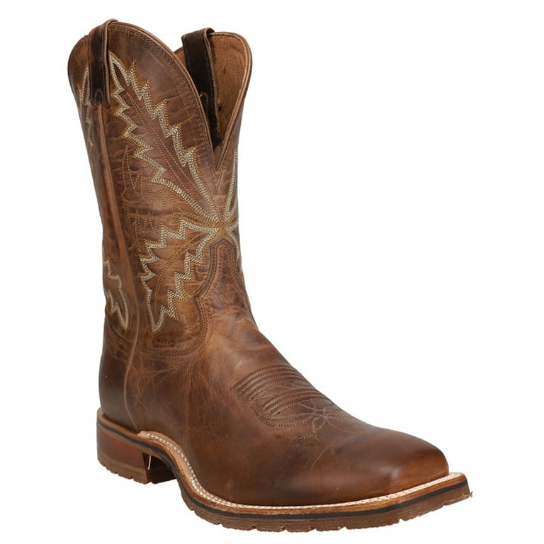 Tony Lama Men's Bowie Oak Western Boot Broad Square Toe Brown