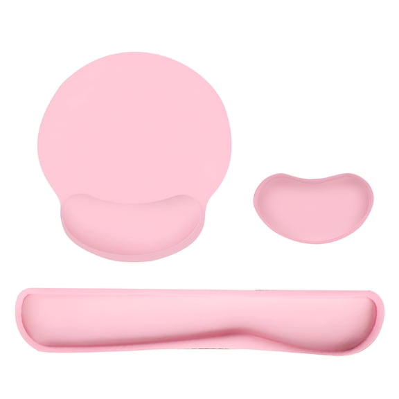 LAMIRO Pink Mouse Pad with Wrist Rest for Home and Non Slip Rubber Base Set