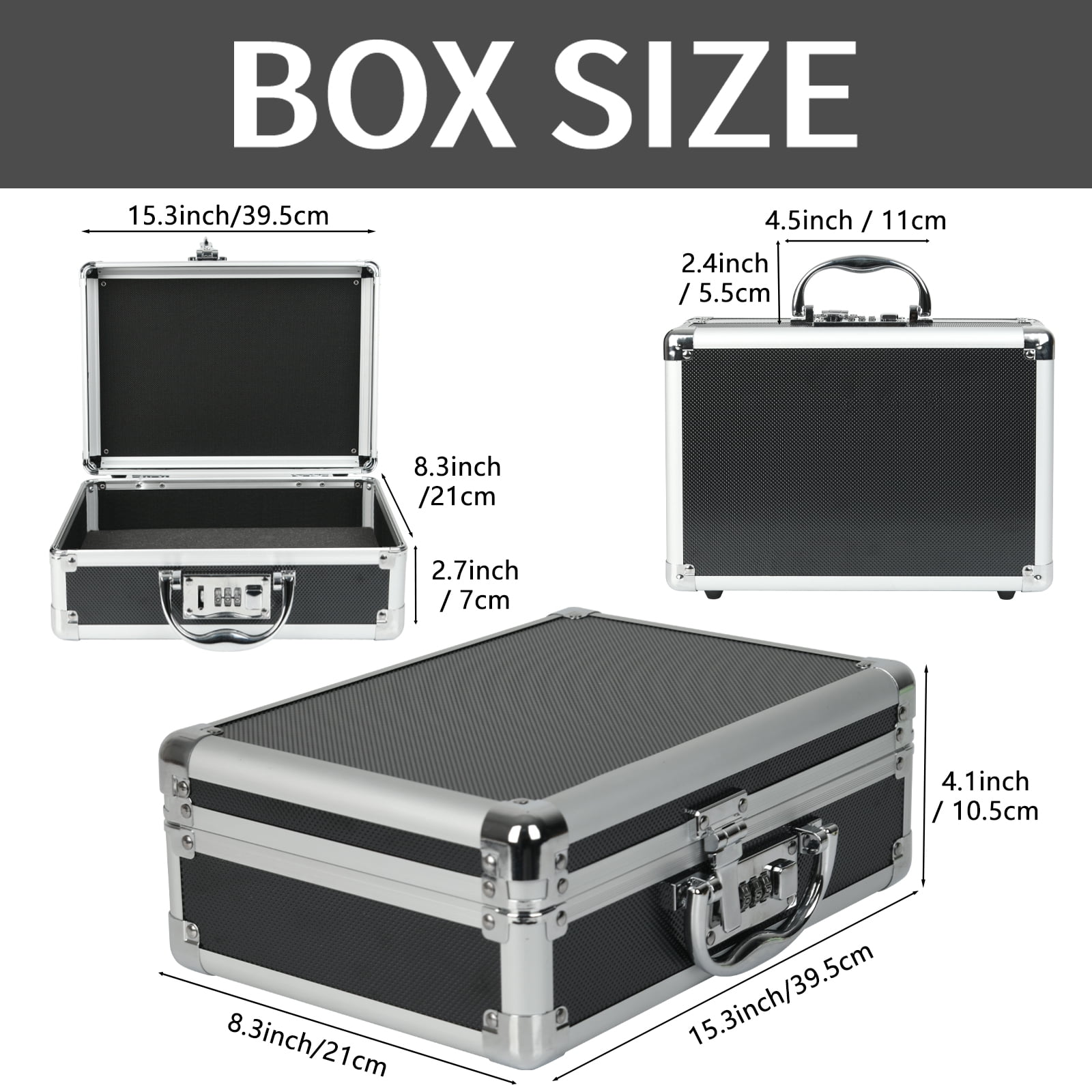 Large Medication Lock Aluminium Alloy Medicine Key Lock Box for Home and Travel Medicine Lock Box, Medicine & Money, Black  11.2 X 8 X 3.9 inches