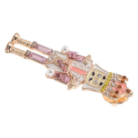 TABLZONE Nutcracker Brooch with Multi-Color Rhinestones, Alloy Metal, Cute Holiday Jewelry Pin for Decoration and