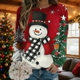 thumbnail image 2 of Xmas Novelty Women's 2025 Christmas Fashion Printed Round Neck Sweatshirt - Loose Drop Shoulder Long Sleeve Capless Top, Festive Snowflake Graphic Pullover, Comfy Holiday Novelty Outfit, 2 of 4