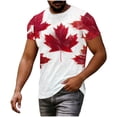 thumbnail image 3 of Yertdoel Men T-shirts Crew Neck Short Sleeve Canada Day Maple Leaf Print Shirts Soft Comfortable Breathable Outdoor Workout Running Summer Casual Tops, 3 of 9