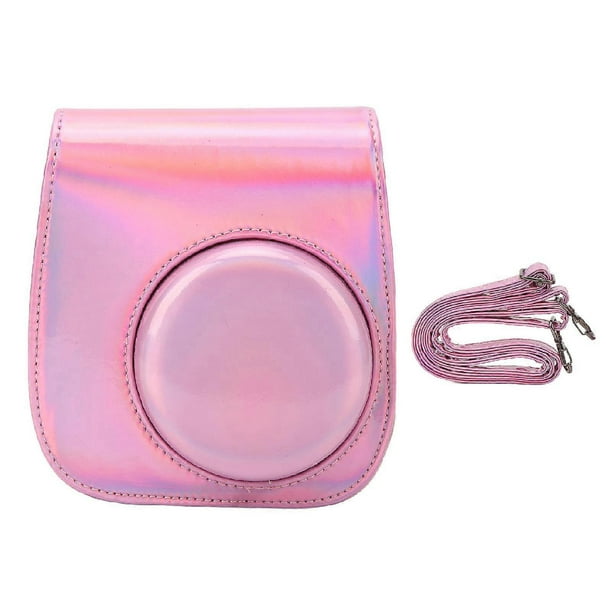 Colorful PU Leather Camera Bag Case with Detachable Adjustable Shoulder Strap for Fujifilm Mini 11 9 8 Instant Camera Pink