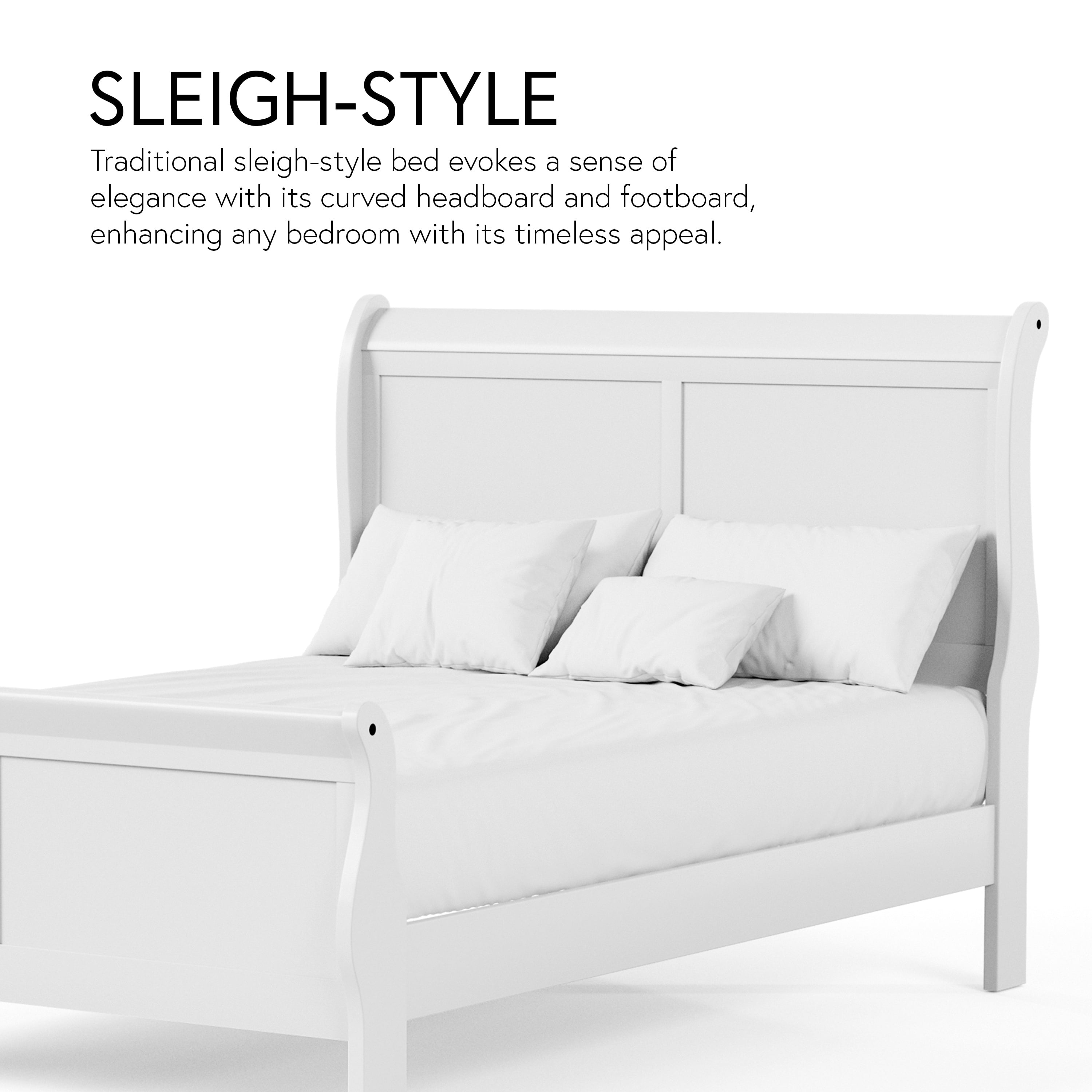 Furniture of America Rycia Full Sleigh Wood Panel Bed, White
