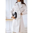thumbnail image 6 of ZANKLEY Women's Winter Lapel Double Breasted Office Work Long Pea Coat Overcoat, 6 of 9
