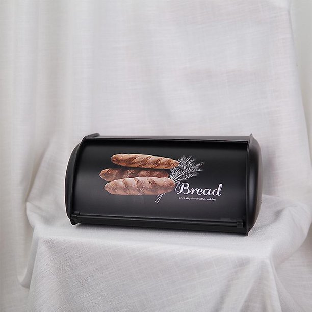 Caja de pan de metal, contenedores de almacenamiento de cocina, cocina casera con tapa enrollable