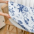thumbnail image 3 of Tropical Flowers Round Table Cloth Blue White Spring Floral Bouquet Exotic Leaf Elastic Edged Table Cover Fade and Stain Resistant Table Cloths Easy to Clean Fits Tables 40-44" Diameter, 3 of 6