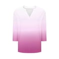 thumbnail image 4 of Business Casual Blouses Womens 3/4 Sleeve Gradient Loose Tops Fashion Work Dressy Flowy Shirts Pullover, Purple S, 4 of 5