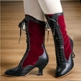 thumbnail image 5 of IUJSOY Mid Calf Victorian Boots for Women Lace up Wide Calf Vintage Boots Witch Boots, 5 of 9