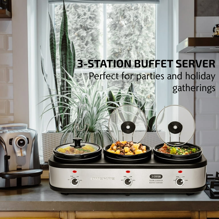 OVENTE Electric Buffet Server and Food Warmer with 2 1.5 qt. Pan