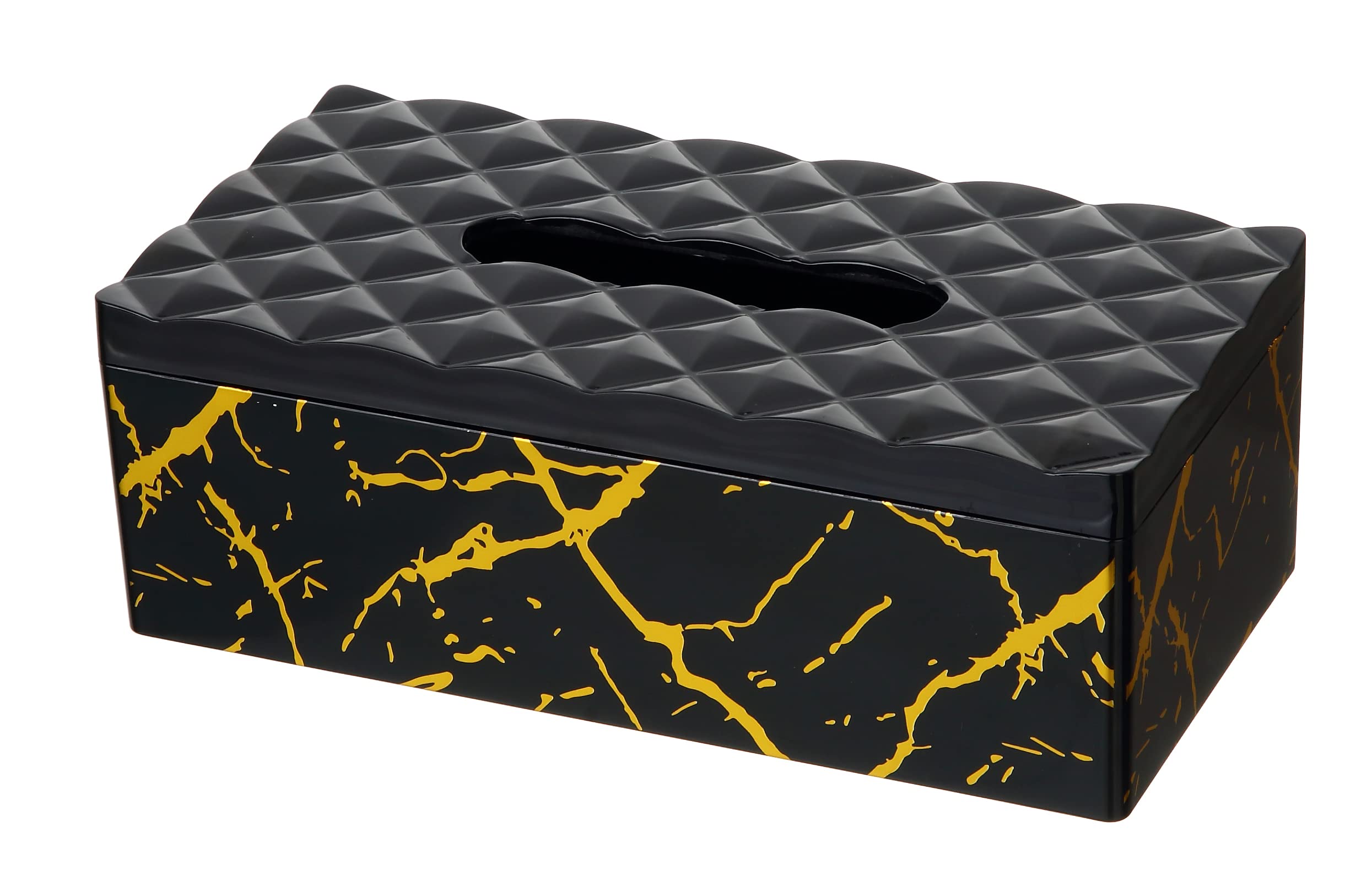 YBM Home Tissue Paper Box Made of Black w/ Gold Elegant Marble Printing, 1237, Size: 10