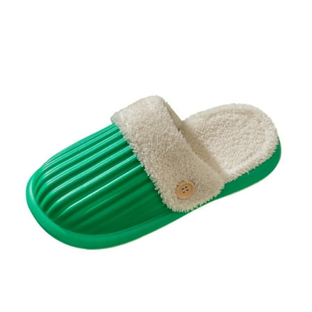 

Slippers for Women Winter Couple Models Ladies Warm Home Baotou Removable Inner Soft Bottom Comfortable Solid Color Waterproof Bottom Cotton Mop Womens Slippers Eva Green 41