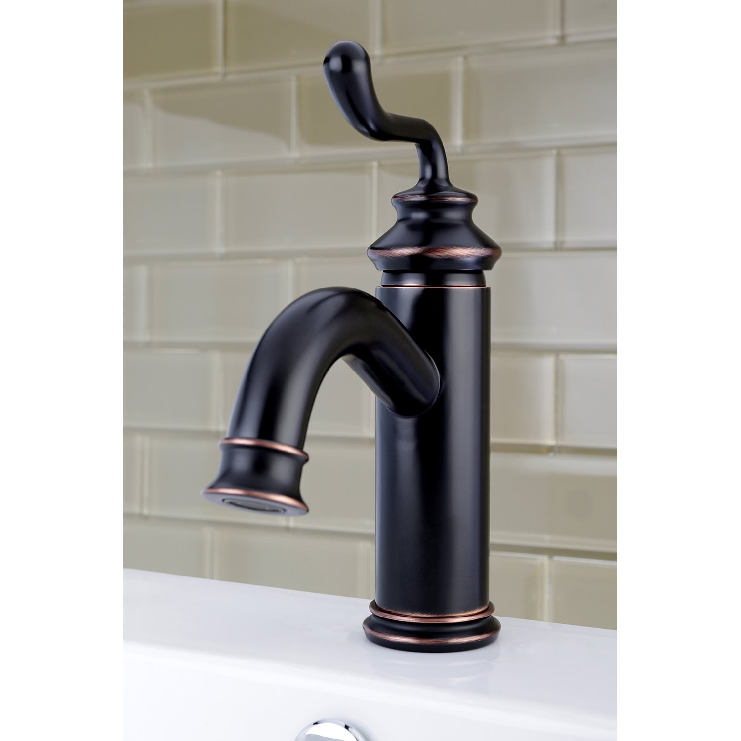 Fauceture LS5416RL Royale Single-Handle Bathroom Faucet with Push Pop-Up, Naples Bronze