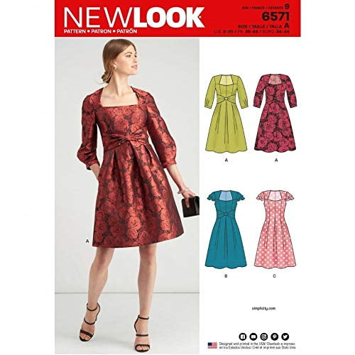 NEW LOOK Robes à Motif de Couture 6571 -Misses, A (8-10-12-14-16-18-20)