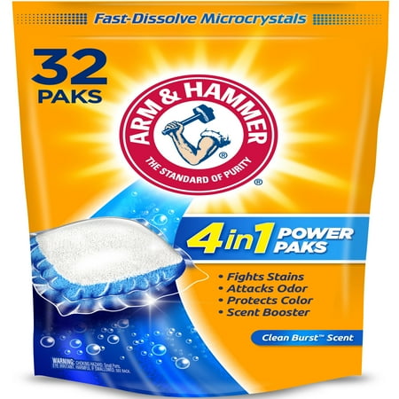 ARM & HAMMER 4-in-1 Laundry Detergent Power Paks, 32 Count (Packaging may vary)
