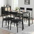 thumbnail image 4 of Dining Table Set, Kitchen Table and 4 Upholstered Chairs , Metal and Wood Square Dining Room Table Set, 4 of 6