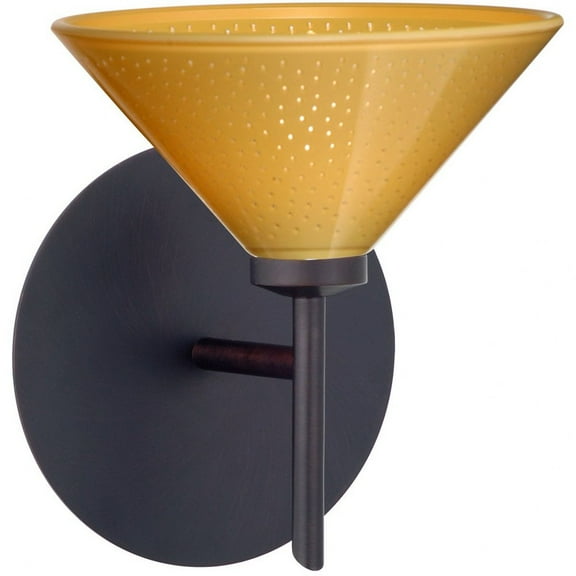 1SW-282490-LED-BR Besa Lighting Kona-One Light Mini Wall Sconce-5.5 Inches Wide by 6.5 Inches High-Bronze Finish-Mango Starpoint Glass Color-LED