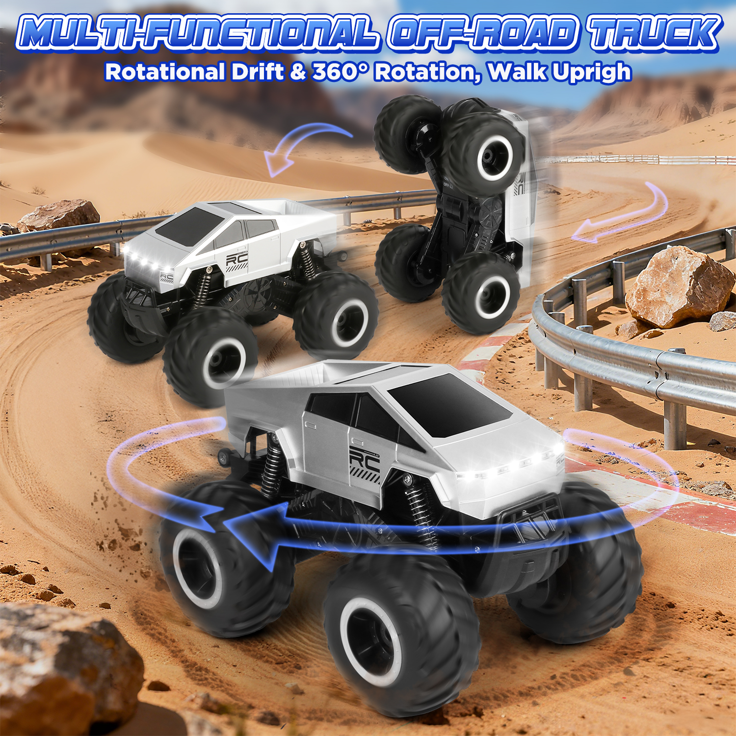 Huge Wave 1:16 RC Monster Truck, Waterproof Amphibious Remote Control Car, 2.4GHz 4WD Off-Road Stunt Car, Christmas Birthday Gift Toys for Boys & Girls Kids Ages 4-12