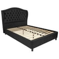 thumbnail image 1 of Lit plateforme Valencia double touffeté en tissu noir, 1 of 3