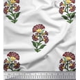 thumbnail image 1 of Soimoi Polyester Crepe Fabric Leaves & Floral Block Print Fabric by The Yard 52 Inch Wide, 1 of 3